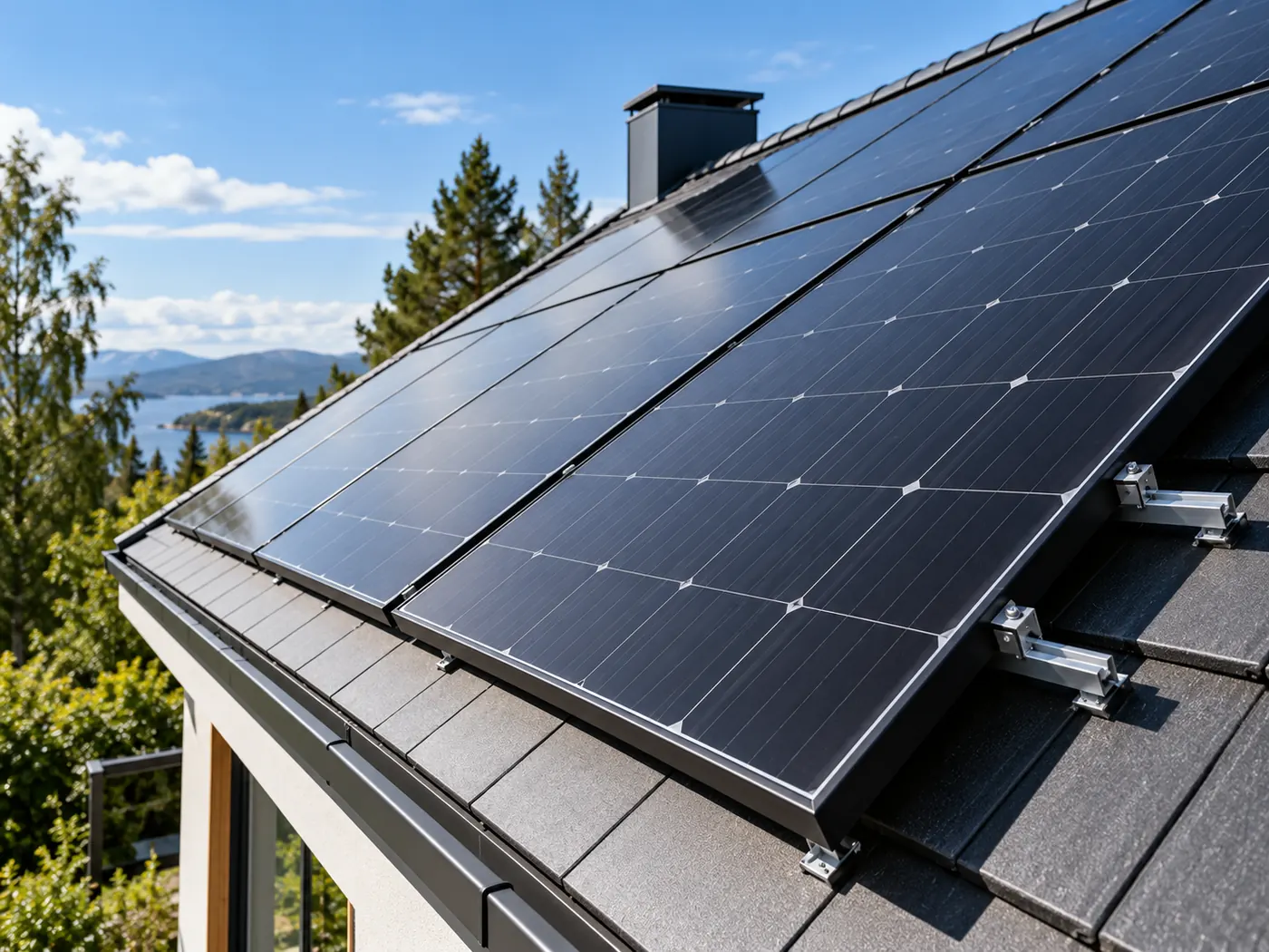 AI visualisation: solar panels installed on a house roof